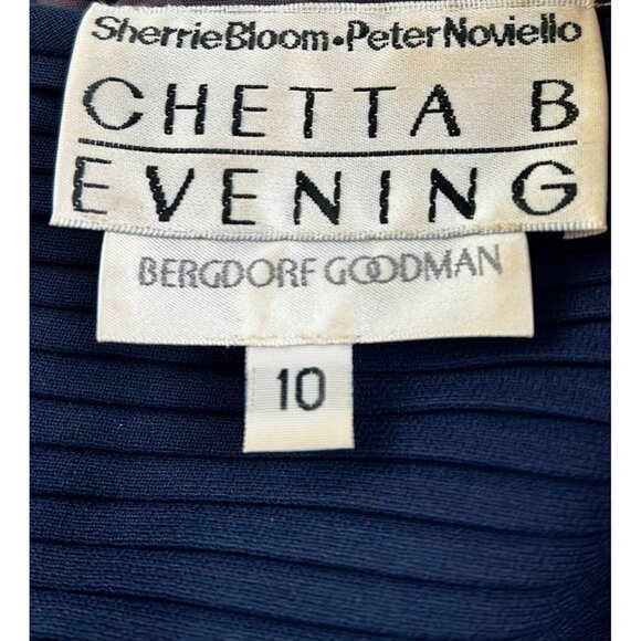 Vintage Chetta B Evening Navy Cocktail Dress Y2K Bergdorf Goodman Sz 10 USA Made - Picture 6 of 7
